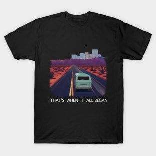 Las Vegas Desert Design, perfect for Roadtrip Van life overlander, on tour phish dead heads hippie dead and company, vintage van, vegas, night landscape T-Shirt